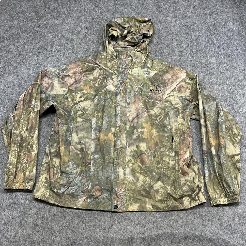 Kings Jacket Mens 2XL Green Camo Mountain Shadow Hooded Hunting Windbreaker